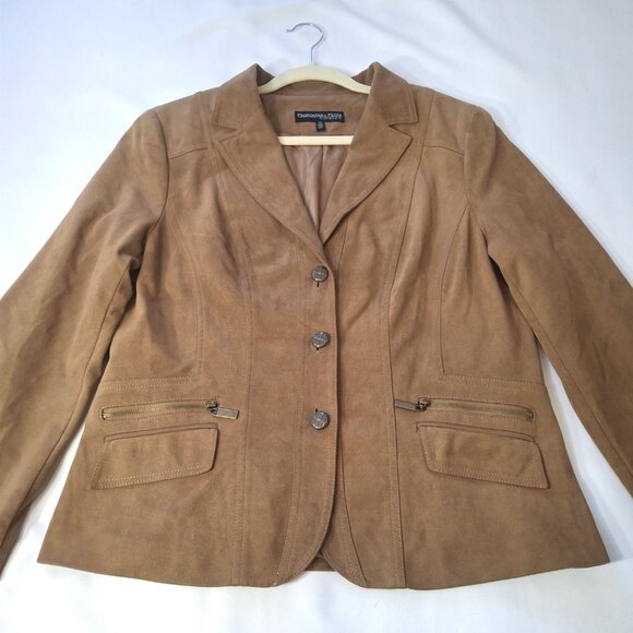 Vintage Conrad C Proportion Petite Sz 12 (LG) Suede Blazer Jacket Buttoned Lined - Picture 11 of 15